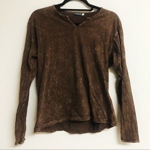 Earthbound Trading Co Brown Acid Wash Top